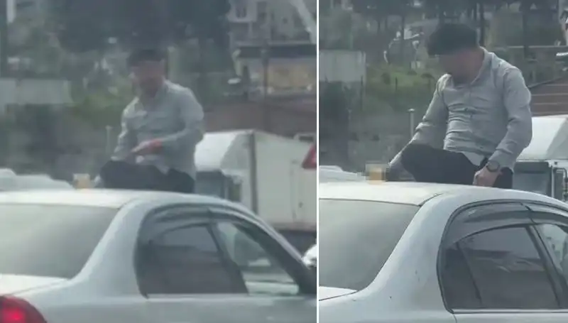 Trafikte Pes Dedirten Görüntü: Otomobilin Üzerinde Alem Yaptılar!